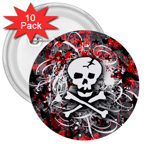 Skull Splatter 3  Button (10 pack) from ArtsNow.com Front