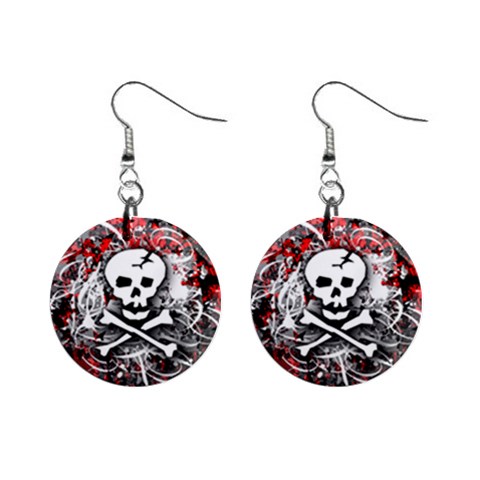 Skull Splatter 1  Button Earrings from ArtsNow.com Front