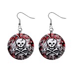 Skull Splatter 1  Button Earrings