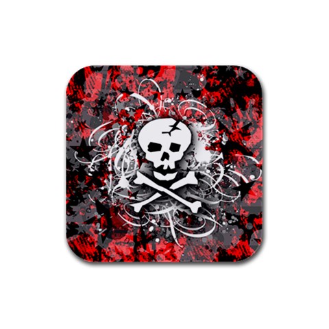 Skull Splatter Rubber Square Coaster (4 pack) from ArtsNow.com Front