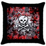 Skull Splatter Throw Pillow Case (Black)