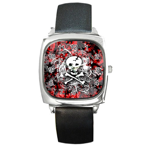 Skull Splatter Square Metal Watch from ArtsNow.com Front