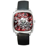 Skull Splatter Square Metal Watch