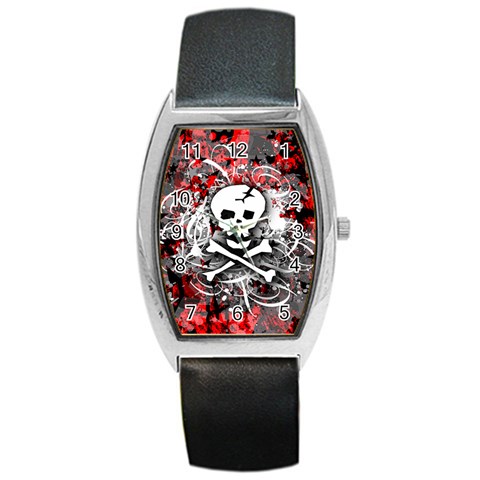 Skull Splatter Barrel Style Metal Watch from ArtsNow.com Front