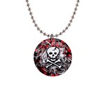 Skull Splatter 1  Button Necklace