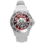 Skull Splatter Round Plastic Sport Watch Large