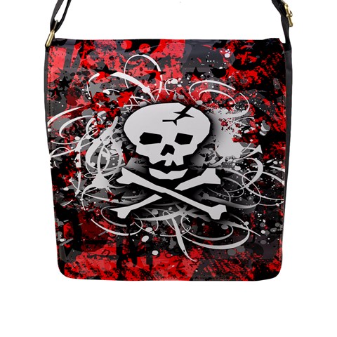 Skull Splatter Flap Closure Messenger Bag (Large) from ArtsNow.com Front