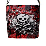 Skull Splatter Flap Closure Messenger Bag (Large)