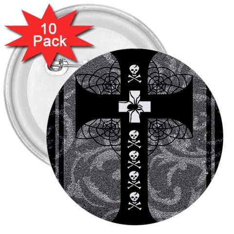 Spider Web Cross 3  Button (10 pack) from ArtsNow.com Front