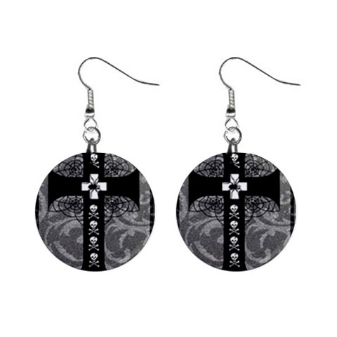 Spider Web Cross 1  Button Earrings from ArtsNow.com Front