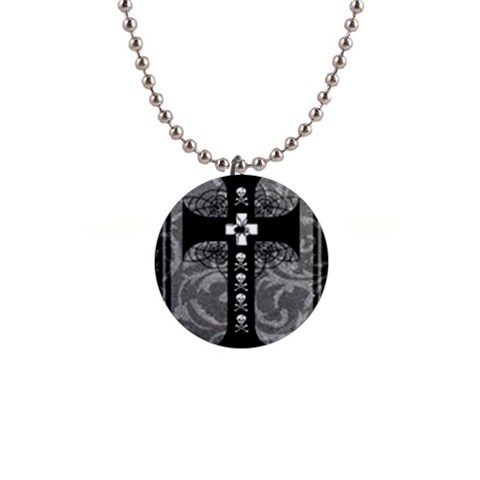 Spider Web Cross 1  Button Necklace from ArtsNow.com Front