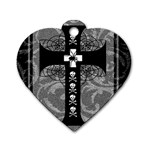 Spider Web Cross Dog Tag Heart (One Side)