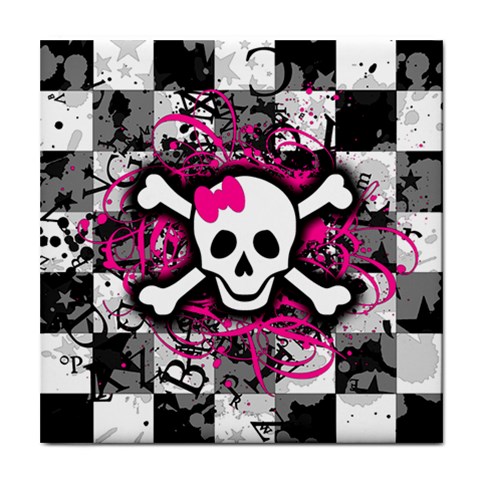 Splatter Girly Skull Tile Coaster from ArtsNow.com Front