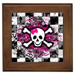 Splatter Girly Skull Framed Tile