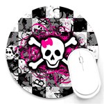 Splatter Girly Skull Round Mousepad