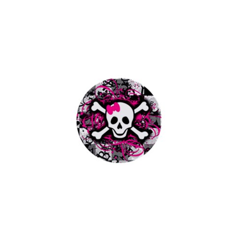 Splatter Girly Skull 1  Mini Button from ArtsNow.com Front