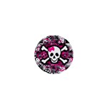 Splatter Girly Skull 1  Mini Button