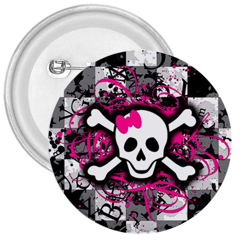 Splatter Girly Skull 3  Button from ArtsNow.com Front