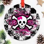 Splatter Girly Skull Ornament (Round)