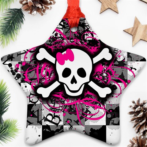 Splatter Girly Skull Ornament (Star) from ArtsNow.com Front
