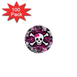 Splatter Girly Skull 1  Mini Button (100 pack) 