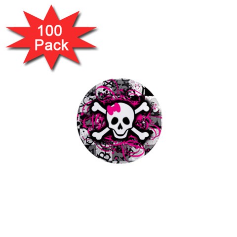 Splatter Girly Skull 1  Mini Magnet (100 pack)  from ArtsNow.com Front