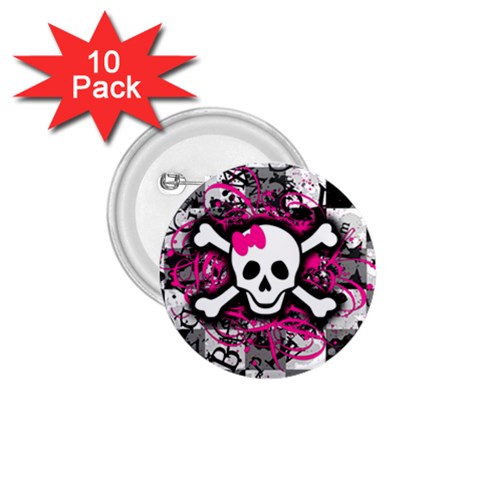 Splatter Girly Skull 1.75  Button (10 pack)  from ArtsNow.com Front