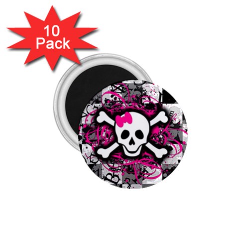 Splatter Girly Skull 1.75  Magnet (10 pack)  from ArtsNow.com Front