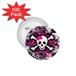 Splatter Girly Skull 1.75  Button (100 pack) 