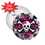 Splatter Girly Skull 2.25  Button (100 pack)