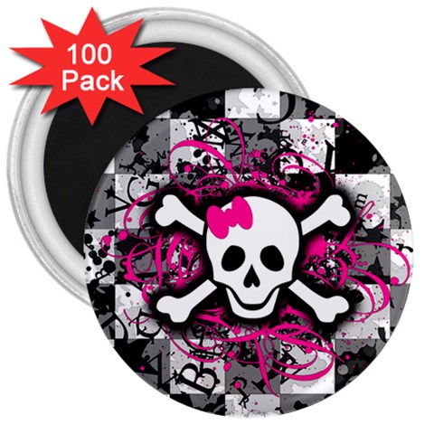 Splatter Girly Skull 3  Magnet (100 pack) from ArtsNow.com Front