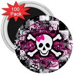 Splatter Girly Skull 3  Magnet (100 pack)