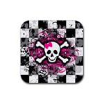 Splatter Girly Skull Rubber Coaster (Square)