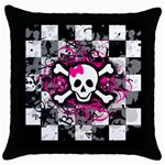 Splatter Girly Skull Throw Pillow Case (Black)