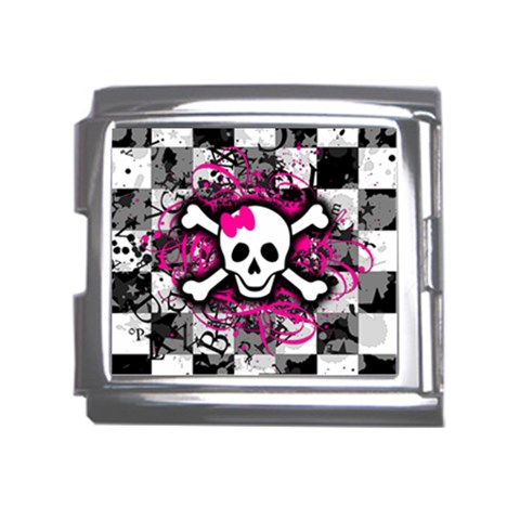 Splatter Girly Skull Mega Link Italian Charm (18mm) from ArtsNow.com Front