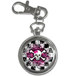 Splatter Girly Skull Key Chain Watch