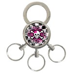 Splatter Girly Skull 3-Ring Key Chain