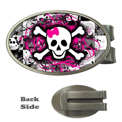 Splatter Girly Skull Money Clip (Oval) from ArtsNow.com Front