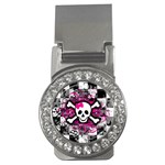 Splatter Girly Skull Money Clip (CZ)