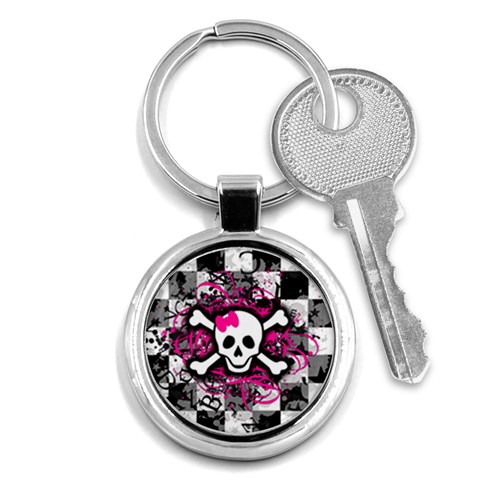 Splatter Girly Skull Key Chain (Round) from ArtsNow.com Front
