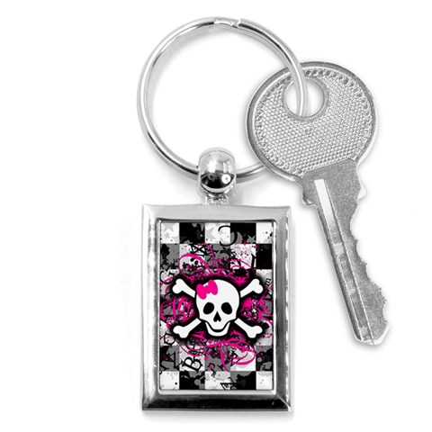 Splatter Girly Skull Key Chain (Rectangle) from ArtsNow.com Front