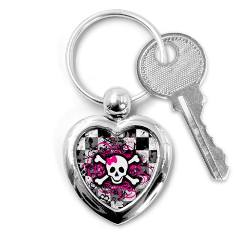 Splatter Girly Skull Key Chain (Heart) from ArtsNow.com Front