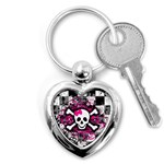 Splatter Girly Skull Key Chain (Heart)