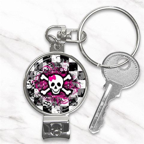 Splatter Girly Skull Nail Clippers Key Chain from ArtsNow.com Front