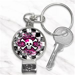 Splatter Girly Skull Nail Clippers Key Chain