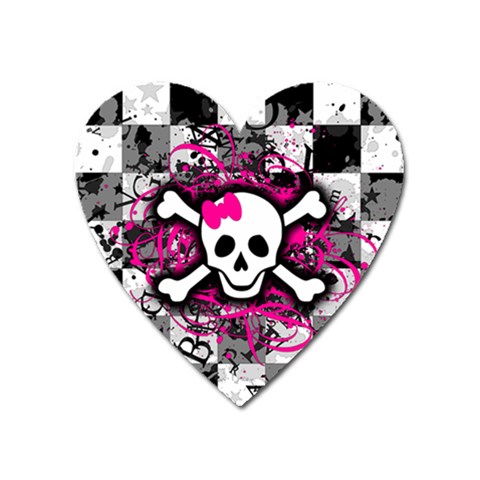 Splatter Girly Skull Magnet (Heart) from ArtsNow.com Front