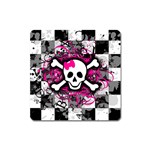 Splatter Girly Skull Magnet (Square)