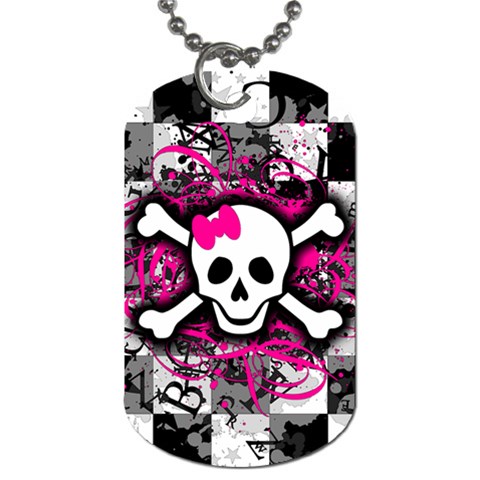 Splatter Girly Skull Dog Tag (One Side) from ArtsNow.com Front