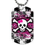 Splatter Girly Skull Dog Tag (One Side)