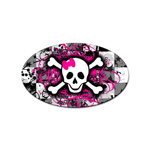 Splatter Girly Skull Sticker Oval (10 pack) from ArtsNow.com Front